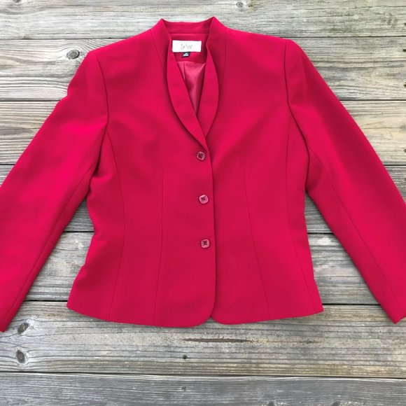 Le Suit Women Blazer Red Three Button Style Ladies - Picture 2 of 8